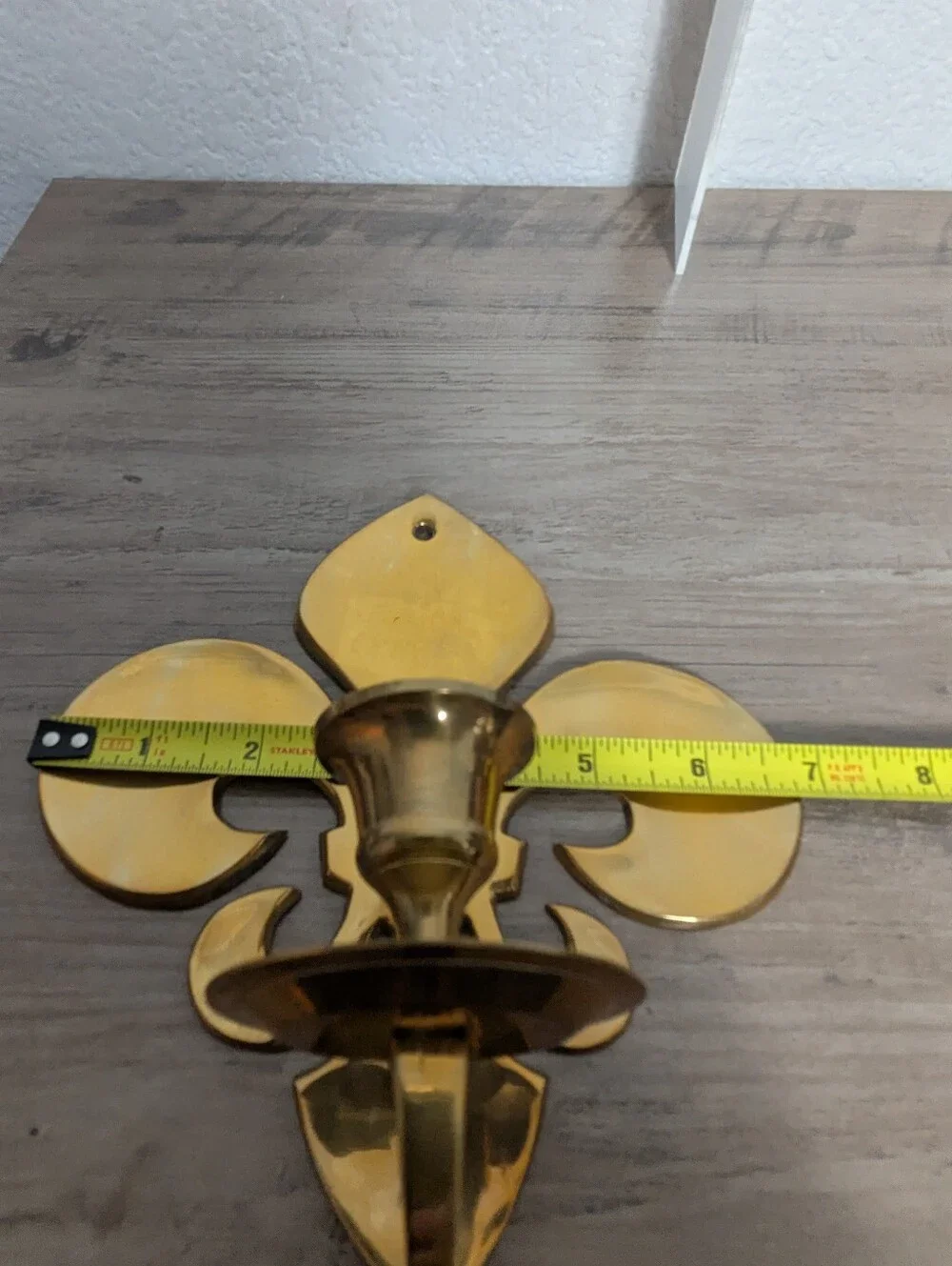 Vintage Solid Brass Fleur-de-Lis Wall Sconces - Pair